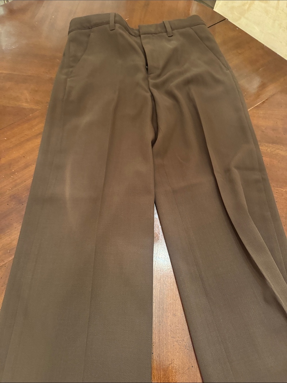 Brown Classic Flat Front Trousers wide bottom. Same color as the brown ALC blaze